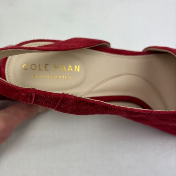 NWT Cole Haan Red Suede Slingback Block Heels - Size 7.5B - Picture 5 of 10